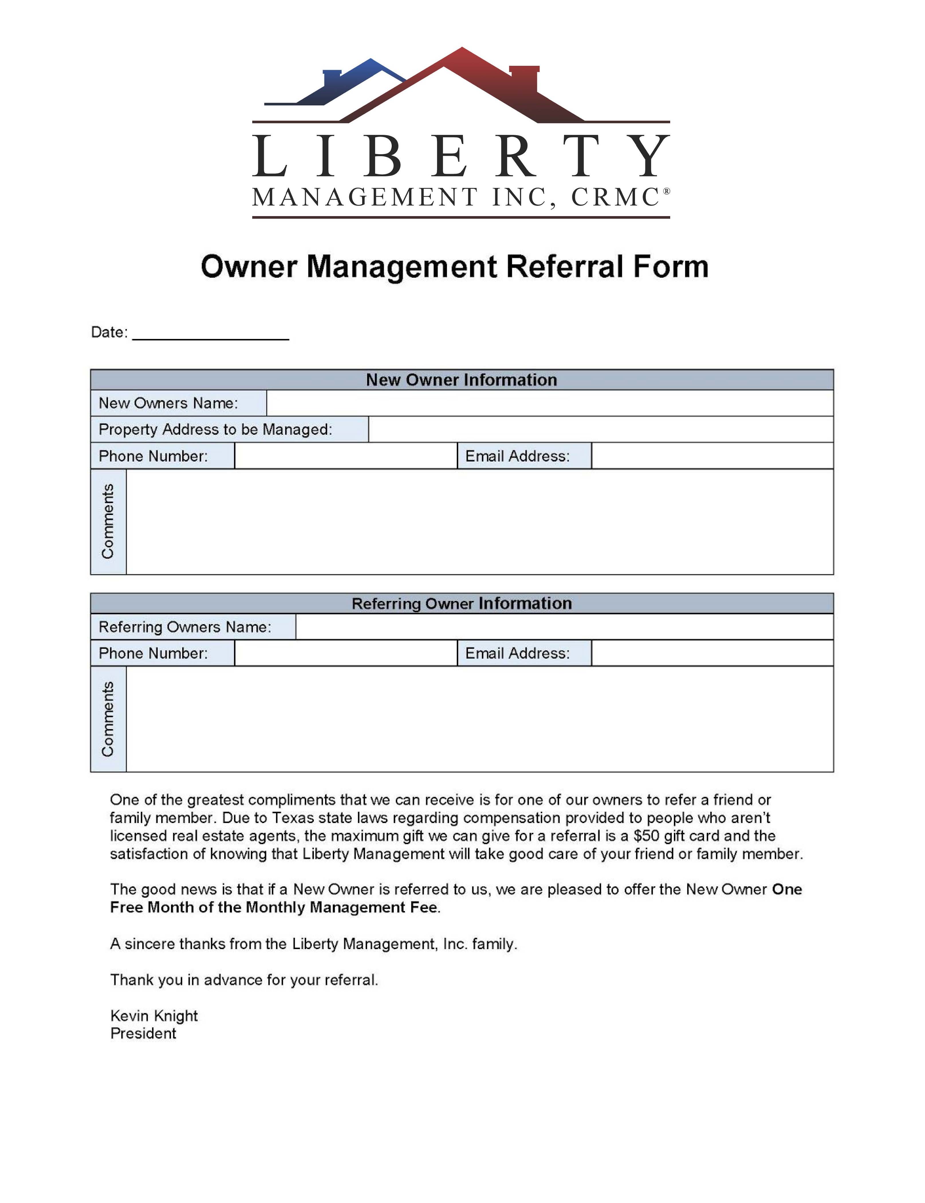 Owner Management Referral Form